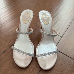 Rene Caovilla Crystal Embellished Satin Sandals